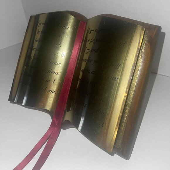 HOME INTERIORS BIBLE METAL & WOOD, HANGS AND SITS~ JOHN 14:1-3 verse VINTAGE - Picture 2 of 5